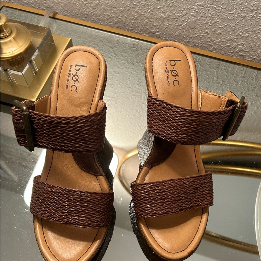 b.o.c. Brown Woven Double-Strap Sandals